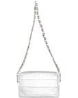 Purse in Shimmer White with Chain Metal Strap