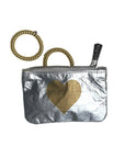 Gift Card Pouch in Silver with Gold Heart
