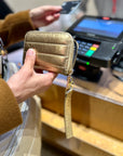 Puffer Zipper Wallet in Gold