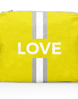 Medium Zipper Pack in Yellow with Silver and White Stripe LOVE