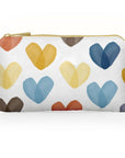 White Zipper Pouch with colorful heart print
