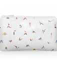 Pouch with yoga pose illustrations on a white background