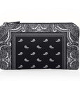 Mini Pouch with Black Paisley Bandana Print on white background