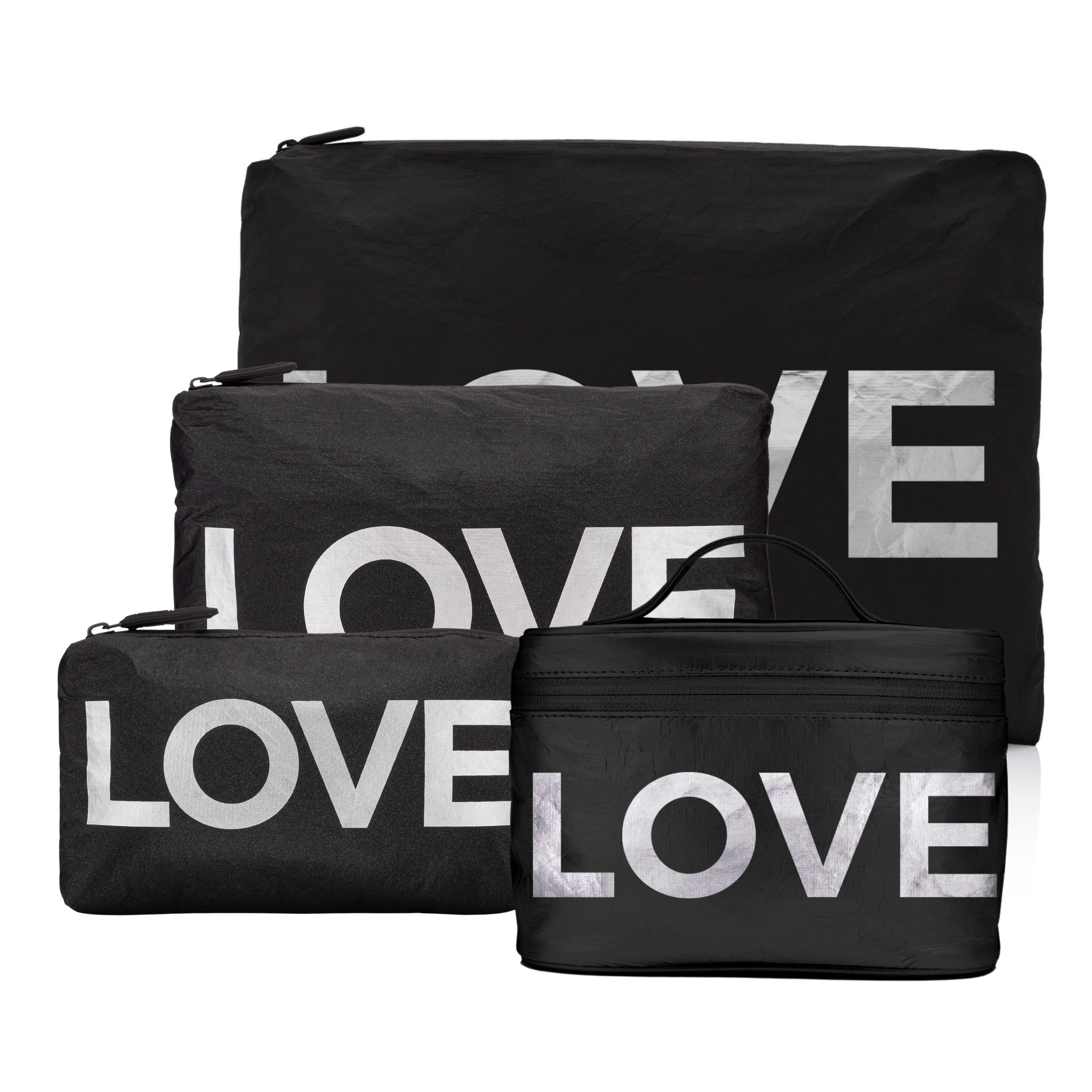 Four Packs - Black with Silver LOVE - Jumbo, Medium, Mini
