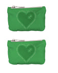 Mental health emergency pouch set in green with heart