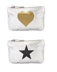 Emergency pouch set in silver with gold heart and black star