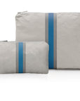 Pouch Set in Gray with Blue Stripe