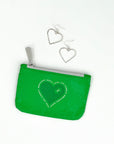 Mental health emergency pouch in green with heart
