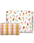 Medium and Mini Zipper pouches in popsicles and dreamsicle plaid pattern