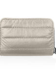 puffer zipper wallet in shimmer beige