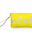 Lemon Yellow Zip Wristlet with Silver LOVE