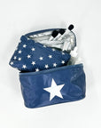 Cosmetic Case or Lunch Box in Shimmer Navy Blue with Silver Star