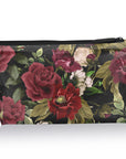 Cosmetic pouch in cabernet and cream floral
