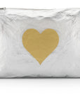 Metallic Silver with Gold Heart Jumbo Pouch