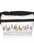 Layflat Fanny Pack Belt Bag in Life's a Marathon Runners on White Background