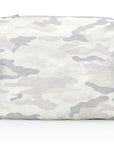 Medium zipper pouch in shimmer white and gray camouflage
