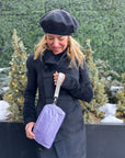 Puffer Mini Clutch in Shimmer Purple