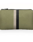 Mini Zipper Pack in Shimmer Olive Green with Golden & Black Stripes