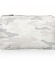 Mini zipper pouch in shimmer white and gray camouflage
