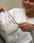 Mini zipper pouch in shimmer white and gray camouflage
