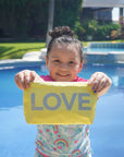 Mini Pouch in Lemon Yellow with Silver "LOVE"