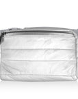 Puffer fanny pack shimmer white with gray strap