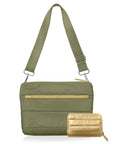 Set of Two - Everyday Puffer Purse Essentials in Shimmer Olive Green & Gold