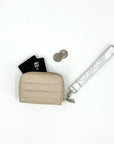 Puffer Zipper Wallet in Shimmer Beige