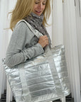 Metallic Silver Tote Bag as Shoulder Bag