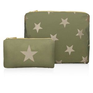 Set of Two - Organizational Packs - Shimmer Army Green with Multi Beige Stars