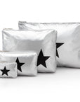 Four Piece Travel Bag Set - Metallic Silver Collection with a Black Star