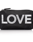 Mini Padded Zipper Pouch - Black with Silver "LOVE"