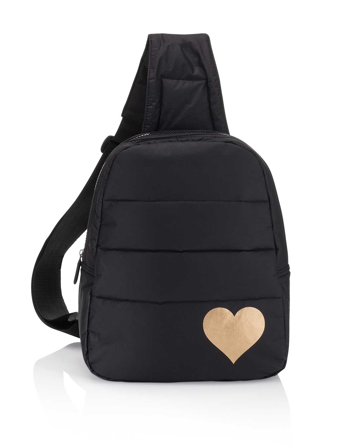 backpack shoulder bag travel Puffer Crossbody Backpack & Water Bottle Holder in Black
