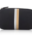 Cute Travel Clutch - Mini Padded Pack - Hi Love Black with Metallic Silver and Gold Stripes
