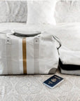 Duffel Bag in Black with Silver and Gold Stripes