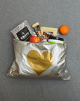 Metallic Silver with Gold Heart Jumbo Pack Carrying Snacks