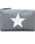 Mini cosmetic zipper Pouch gray silver star