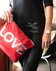 Pouch Set in Red with Silver "LOVE"