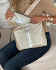 Pouch Set in Shimmer Beige with Silver Accents