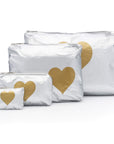 Pouch Set in SIlver with Gold Heart