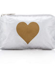 Cute Silver Clutch - Mini Padded Pack - Metallic Silver Collection with Gold Heart