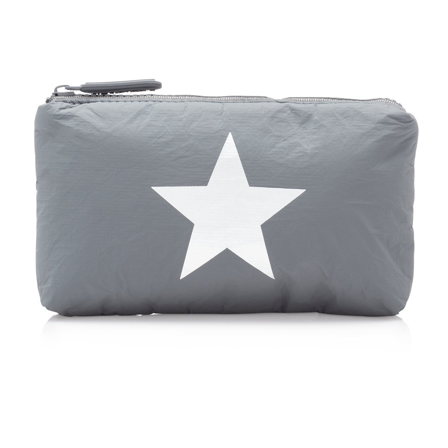 Mini Padded Zipper Pack in Cool Gray with Silver Star