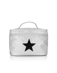 Metallic Silver Cosmetic Case Lunch box black star