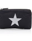 Mini Padded Zipper Pack in Black with Silver Star