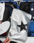 Four Piece Travel Bag Set - Metallic Silver Collection with a Black Star