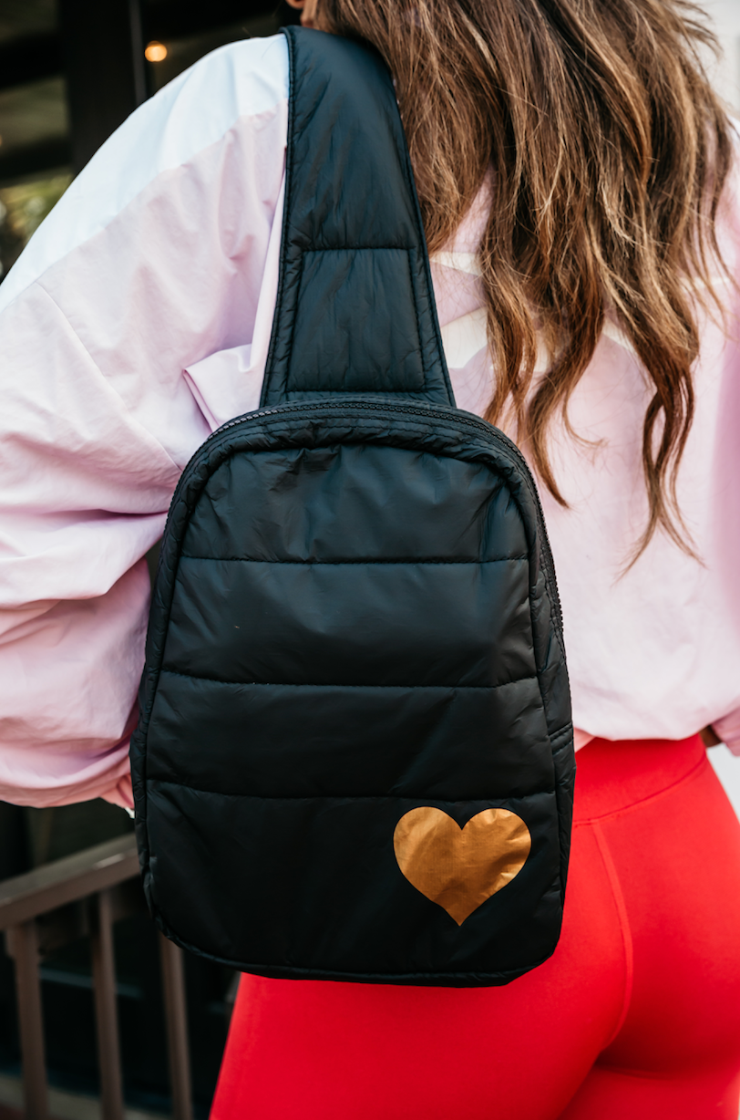 Fashion Shoulder Bag with Puffer Travel Backpack❤️ Puffer Crossbody Backpack & Water Bottle Holder in Black  main image 4