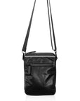 Shimmer black cell phone purse with front zipper and crossbody strap