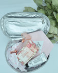 Cosmetic Case or Lunch Box in Silver with White "LOVE"