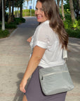 crossbody shimmer gray crossbody travel bag