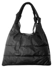 Puffer tote purse in shimmer black
